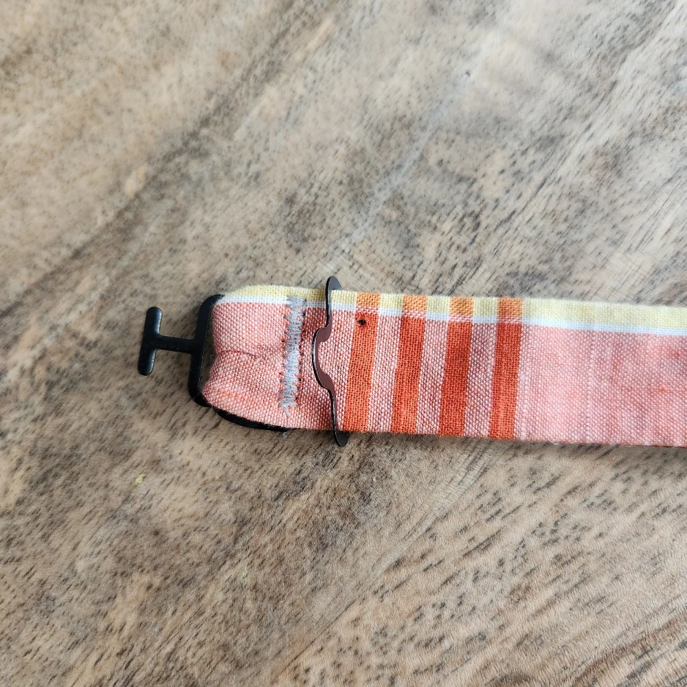 Tommy Hilfiger Plaid Orange Purple Green Pre-Tied Bow Tie